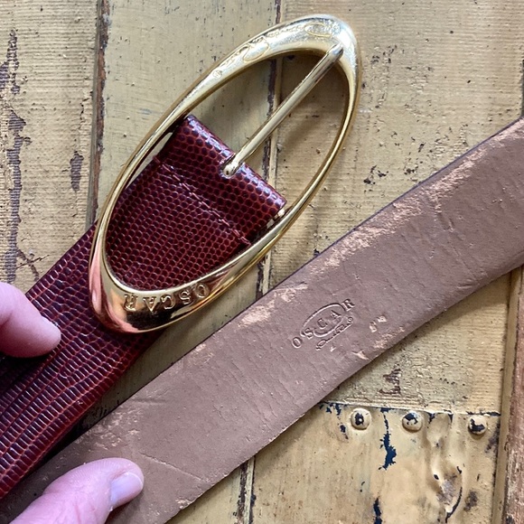OSCAR DE LA RENTA OXBLOOD ?% LEATHER BELT GOLD HW main image 7